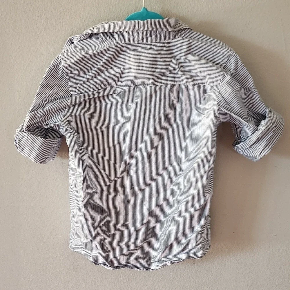 Oshkosh‎ Blue And White Striped Shirt Baby Boy Size 1.5 To 2